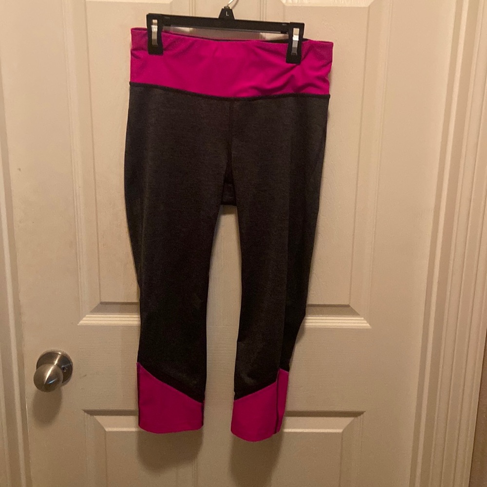 Pink and gray capri high waisted leggings